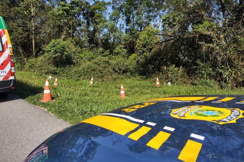 Corpo foi encontrado às margens da marginal da BR-101, em Joinville – Foto: PRF/Divulgação