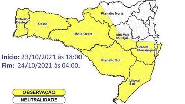 Mapa de rajadas de vento no Estado indica os riscos nas regiões- Foto: Reprodução/Defesa Civil