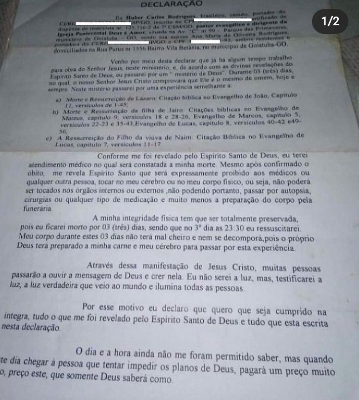 Pastor deixou carta com orientações após sua morte – Foto: Internet/Divulgação/ND