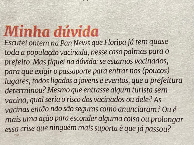 Duvidar &eacute; um direito do ser humano em qualquer situa&ccedil;&atilde;o que lhe diz respeito – Foto: Coluna do Cacau/ND