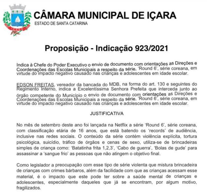 Indica&ccedil;&atilde;o tamb&eacute;m foi aprovada por unanimidade na C&acirc;mara de I&ccedil;ara – Foto: Reprodu&ccedil;&atilde;o/ ND