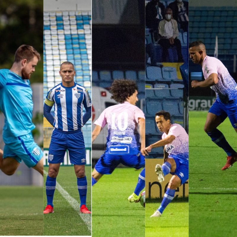 Serrato, Jean Martim, Valdívia, Jadson e Rômulo brigam por uma vaga na equipe titular – Foto: Avaí/Divulgação