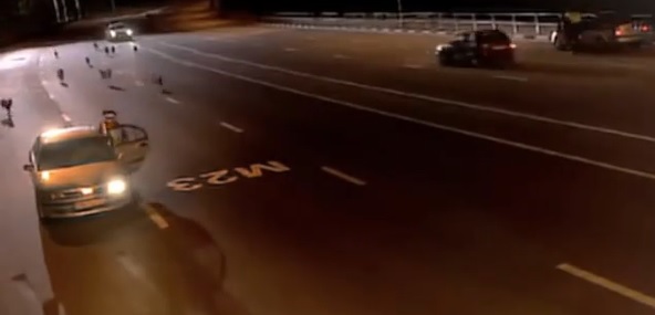 Policial estava fiscalizando um motorista quando matilha apareceu na rodovia – Foto: Reprodu&ccedil;&atilde;o/ND