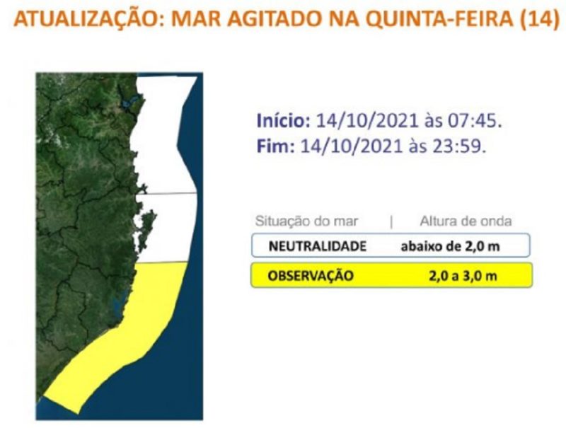 Mapa mar agitado – Foto: Defesa Civil de SC/Divulgação/ND