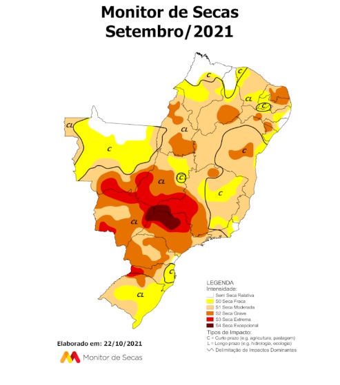 Monitor das secas em setembro de 2021 – Foto: Divulgação/ND