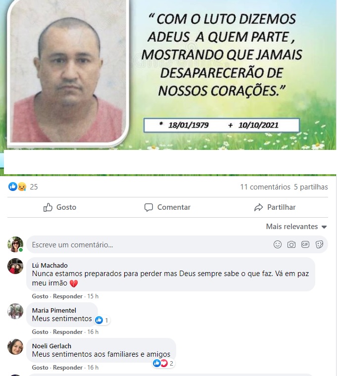 comoção nas redes socais