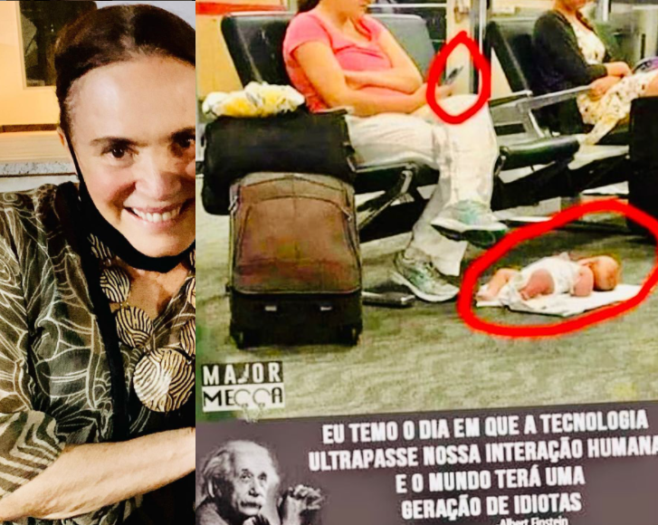 Postagem da Regina Duarte com citação do Einstein