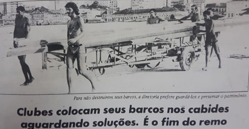 Mat&eacute;ria do Jornal O Estado anunciava o fim do remo na capital. – Foto: Jornal O Estado/Biblioteca P&uacute;blica de SC