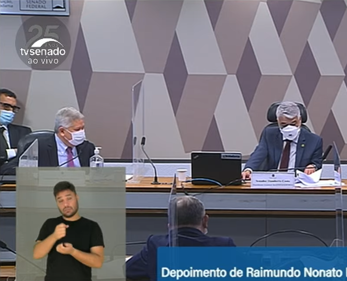 Empres&aacute;rio Raimundo Nonato dep&otilde;e na CPI – Foto: Reprodu&ccedil;&atilde;o TV Senado
