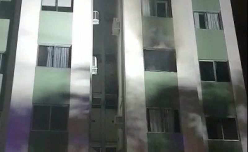 Inc&ecirc;ndio em pr&eacute;dio no bairro Itacorubi, nesta sexta (1&deg;) – Foto: Reprodu&ccedil;&atilde;o/ Corpo de Bombeiros