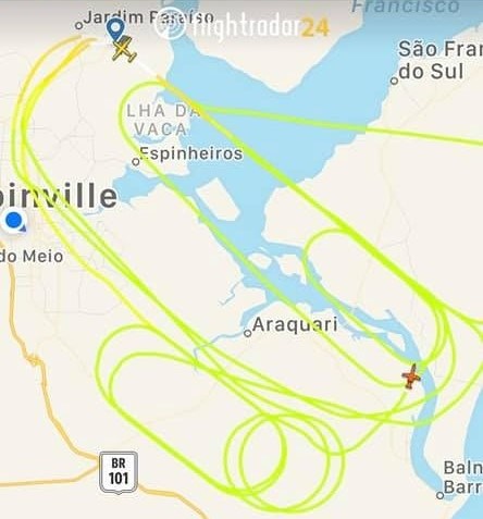 Avião passou por outras cidades do Norte de SC – Foto: Flight Radar/Divulgação/ND