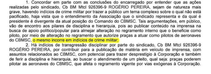 resultado da sindicância