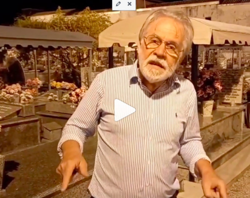 O vereador de Florian&oacute;polis, Renato Geske (PSDB), gravou um v&iacute;deo em que “uiva” em um cemit&eacute;rio da Capital – Foto: Internet/Reprodu&ccedil;&atilde;o