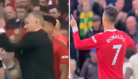 Cristiano Ronaldo estaria zombando de Ole Gunnar Solskjaer – Foto: Twitter