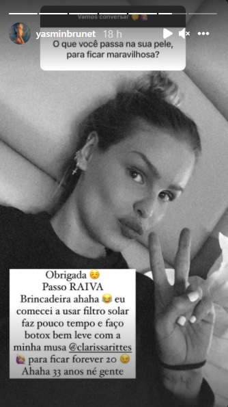 Yasmin Brunet revelou segredo para manter rosto jovem – Foto: Internet/Divulga&ccedil;&atilde;o/ND