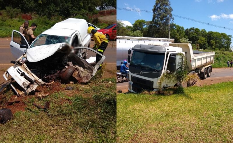 Homem de 24 anos morre em violenta batida em Chapec&oacute;&nbsp; &mdash; Foto: Corpo de Bombeiros Militar/ND