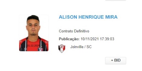 Alison caiu no BID novamente ap&oacute;s t&eacute;rmino do empr&eacute;stimo com o Floresta (CE) – Foto: Reprodu&ccedil;&atilde;o/ND