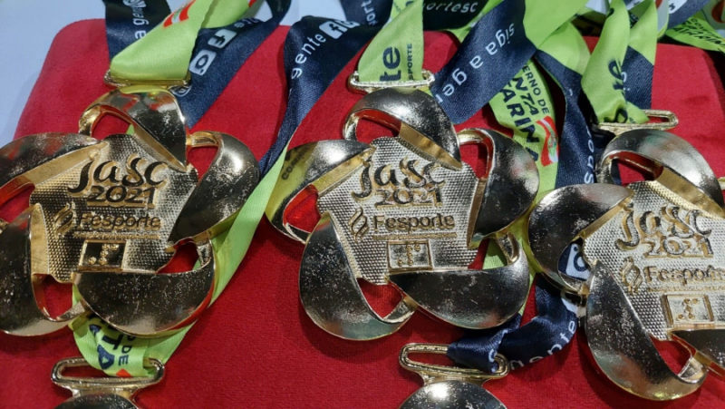 Medalhas do Jasc 2021; quadro est&aacute; da seguinte forma. – Foto: Jasc/divulga&ccedil;&atilde;o