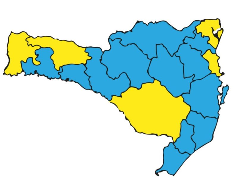 Mapa ‘quase’ todo azul &eacute; esperan&ccedil;a para SC, mas detalhamento traz ressalvas – Foto: SES/Divulga&ccedil;&atilde;o/ND