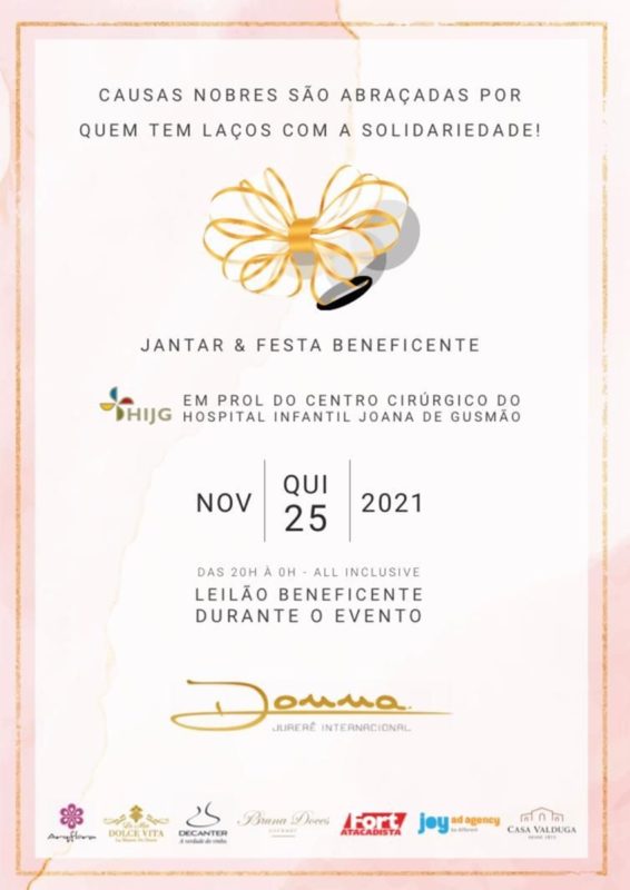 Jantar e leilão anual em benefício do Hospital Infantil Joana de Gusmão – Foto: Divulgação/ND