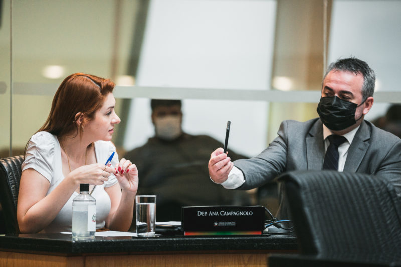 Deputada Ana Campagnolo durante a sess&atilde;o da CCJ nesta ter&ccedil;a-feira (9) – Foto: Bruno Colla&ccedil;o/Divulga&ccedil;&atilde;o/ND