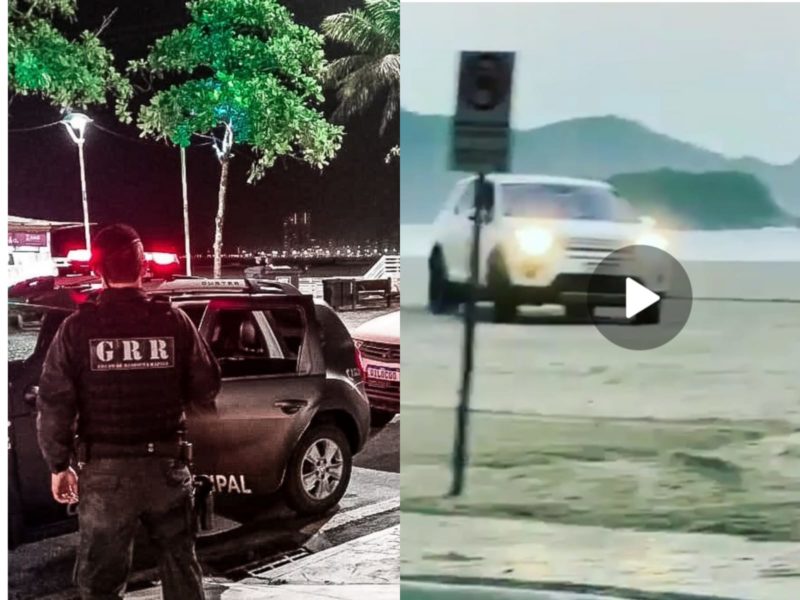 Mesmo n&atilde;o sendo pego em flagrante, motorista que invadiu faixa de areia da praia Central de Balne&aacute;rio Cambori&uacute; ser&aacute; penalizado – Foto: Reprodu&ccedil;&atilde;o/Internet