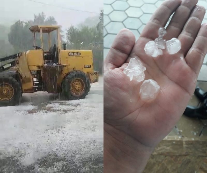 Ap&oacute;s calor&atilde;o, chuva de granizo atinge SC e antecipa reviravolta no tempo – Foto: Reprodu&ccedil;&atilde;o/ND