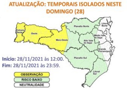 Temporais isolados em SC – Foto: Defesa Civil de SC/Divulgação/ND