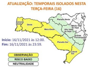 Defesa Civil de SC alerta para temporais – Foto: Defesa Civil SC/Divulgação/ND