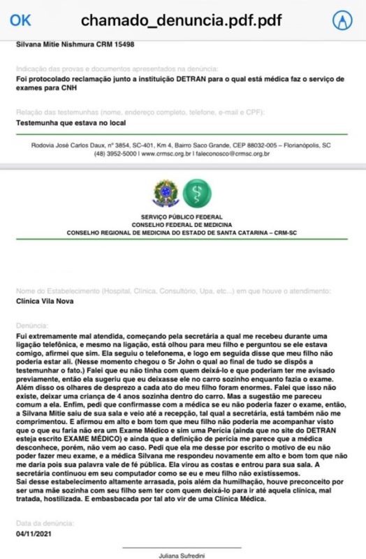 denúncia ao conselho regional de medicina