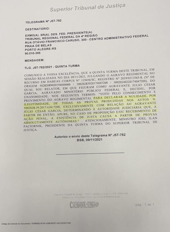 Comunicado foi enviado ontem a Porto Alegre – Foto: Divulga&ccedil;&atilde;o