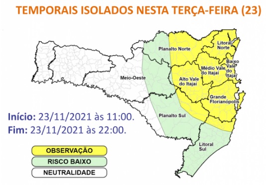 Defesa Civil alerta para temporais &#8211; Foto: Defesa Civil de SC/Divulgação/ND