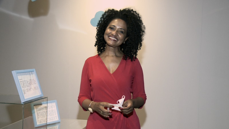 A tenente-coronel da reserva da PMSC e poeta Edenice Fraga – Foto: Reprodu&ccedil;&atilde;o / NDTV Record TV