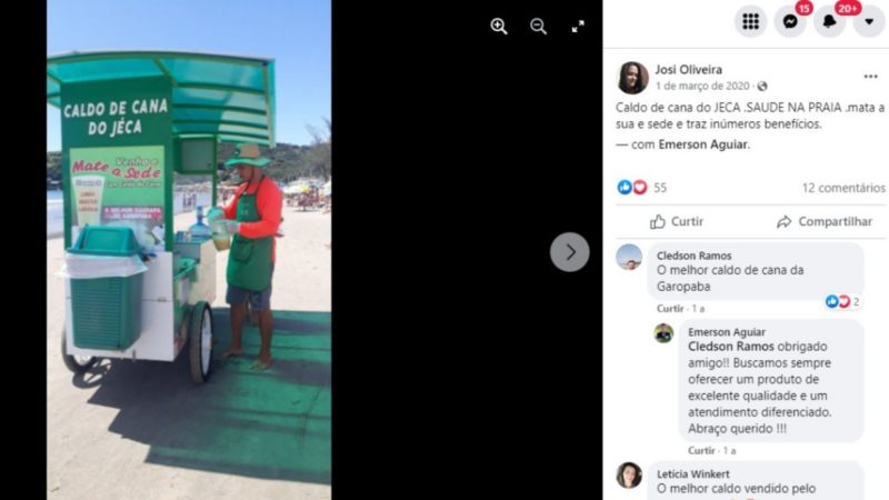 Emerson Aguiar posa ao lado do carrinho de bebidas – Foto: Reprodu&ccedil;&atilde;o/ND