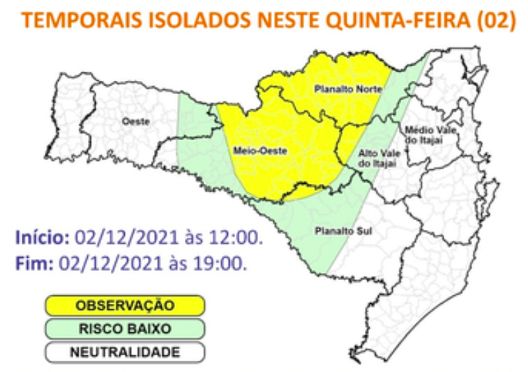 Defesa Civil emite alerta para temporais nesta quinta-feira (2) &#8211; Foto: Defesa Civil/Divulgação/ND