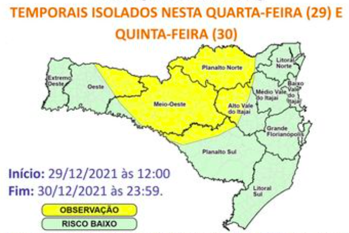 Defesa Civil alerta para temporais intensos nesta quarta-feira (29) – Foto: Defesa Civil/Divulga&ccedil;&atilde;o/ND