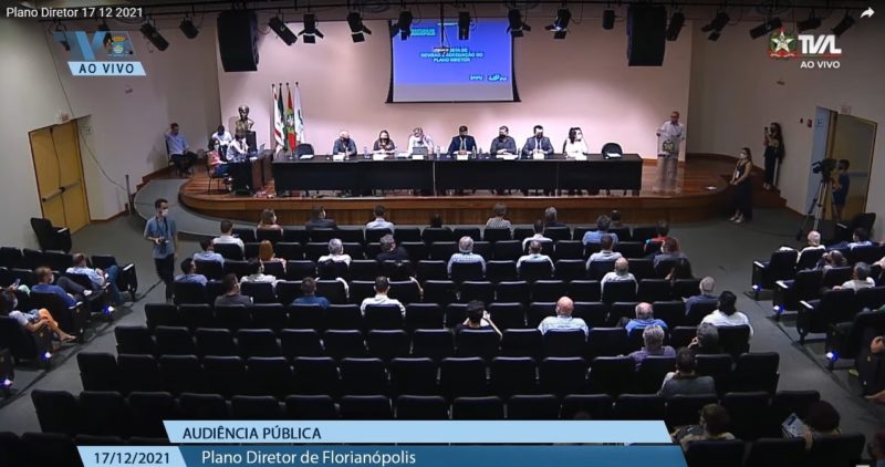 Primeira parte da audiência pública sobre o Plano Diretor de Florianópolis foi realizada no dia 17 &#8211; Foto: Reprodução/ND