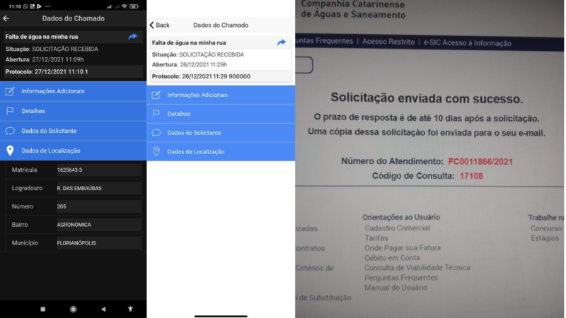 Moradores abriram protocolos na Casan reclamando da falta de &aacute;gua no local – Foto: Reprodu&ccedil;&atilde;o