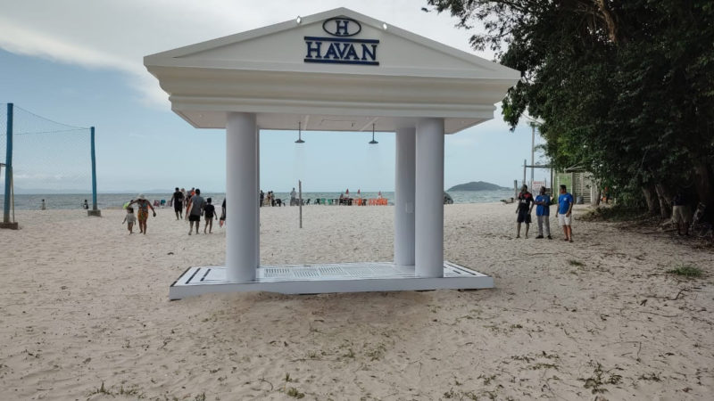 Estrutura foi instalada na praia de Canasvieiras – Foto: Divulga&ccedil;&atilde;o/ND