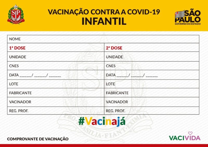 A carteirinha &eacute; uma forma de incentivar as fam&iacute;lias &agrave; vacinar as crian&ccedil;as – Foto: Governo do Estado de S&atilde;o Paulo/Divulga&ccedil;&atilde;o/ND