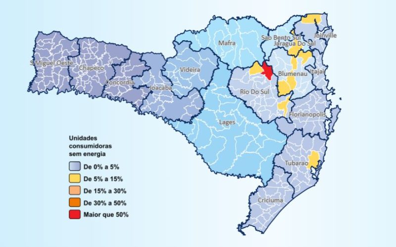 Unidades sem energia el&eacute;trica em SC – Foto: Celesc/Divulga&ccedil;&atilde;o