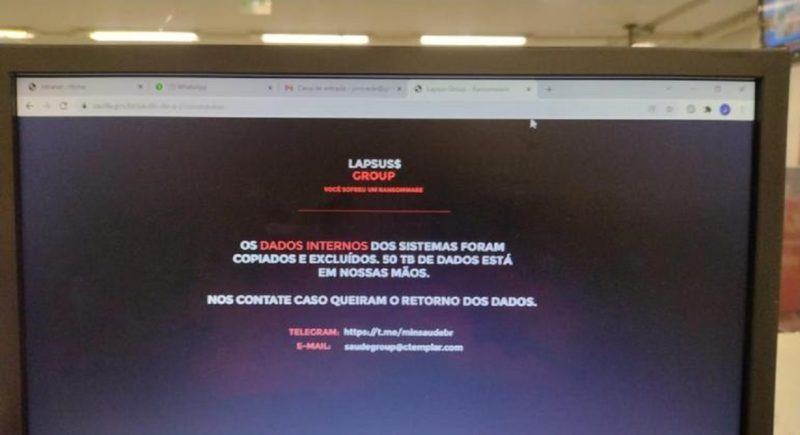 Minist&eacute;rio da Sa&uacute;de sofre com ataques hackers – Foto: Reprodu&ccedil;&atilde;o