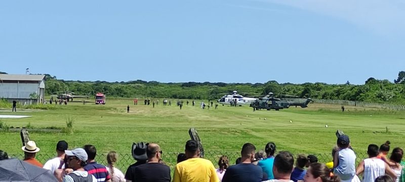 Helic&oacute;ptero presidencial no aer&oacute;dromo de Iperoba, em S&atilde;o Francisco do Sul. – Foto: Ivan de Leone Avoglio/Divulga&ccedil;&atilde;o ND