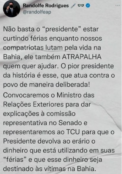 crítica do senador