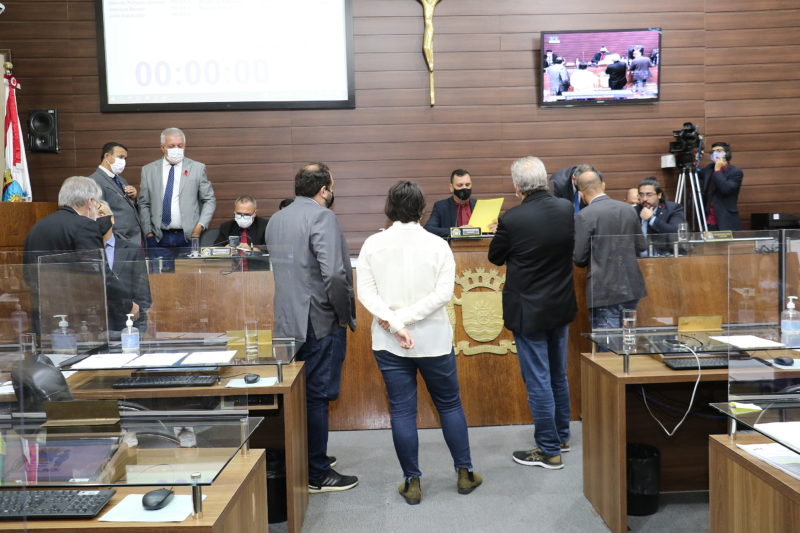 Vereadores em plen&aacute;rio na &uacute;ltima sess&atilde;o da C&acirc;mara de Florian&oacute;polis em 2021 – Foto: &Eacute;dio H&eacute;lio Ramos/Divulga&ccedil;&atilde;o/ND