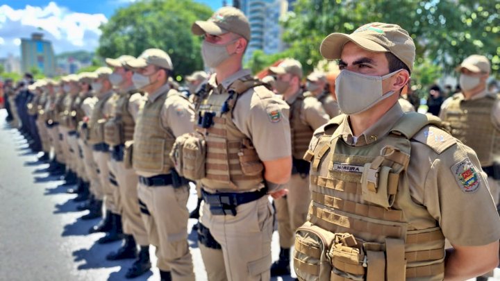 As unidades da PM tamb&eacute;m concentram esfor&ccedil;os para o atendimento da popula&ccedil;&atilde;o – Foto: PMSC/Divulga&ccedil;&atilde;o/ND