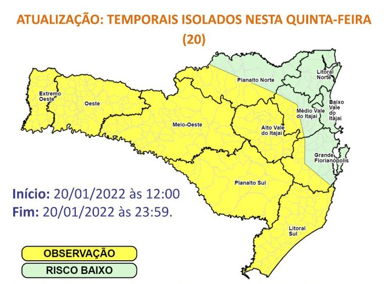 Calor e alta umidade do ar provocam temporais isolados nesta quinta-feira (20) &#8211; Foto: Defesa Civil/Divulgação/ND