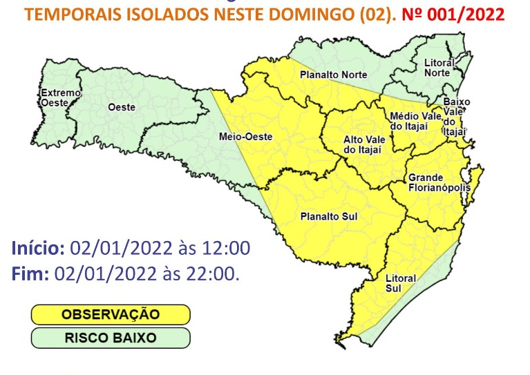 Sete regiões em risco moderado para a ocorrência dos fenômenos &#8211; Foto: Defesa Civil/Divulgação/ND