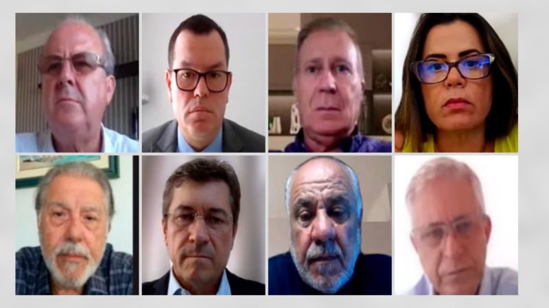 Conselheiros do TCE-SC em sess&atilde;o virtual nessa segunda-feira (24) – Foto: Reprodu&ccedil;&atilde;o/ND