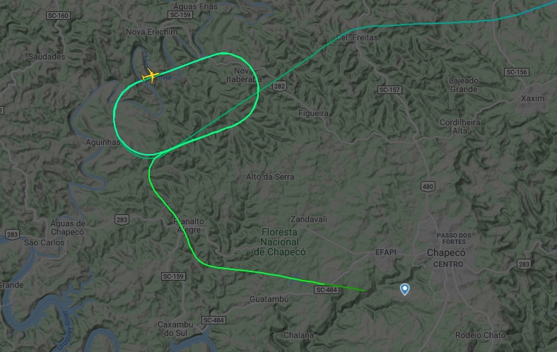 Imagem do site Flightradar24 mostra a rota da aeronave &#8211; Foto: Flightradar24/Reprodução/ND